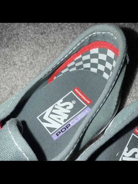 Vans PopCush Low Top Sneakers in Sage Green with Checkerboard Accent - Picture 3 of 11